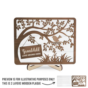 Grandma’s Love Is The Sweetest Gift - Family Personalized Custom 2-Layered Wooden Plaque With Stand - Gift For Mom, Grandma