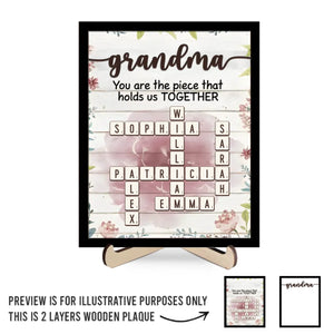 Grandmas Are The Glue That Holds Families Together - Family Personalized Custom 2-Layered Wooden Plaque With Stand - Mother's Day Gift For Mom, Grandma