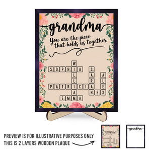 Families Grow Strong In The Warmth Of Grandma’s Love - Family Personalized Custom 2-Layered Wooden Plaque With Stand - Mother's Day Gift For Mom, Grandma