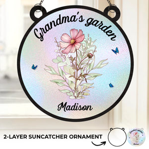 In Every Flower, A Story - Family Personalized Window Hanging Suncatcher - Gift For Mom, Grandma