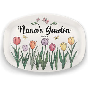 Grandma’s Heart Is A Garden Of Love - Family Personalized Custom Platter - Gift For Mom, Grandma