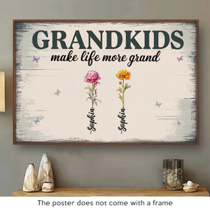 Blessed With Grandkids, Blessed With Love - Family Personalized Custom Horizontal Poster - Gift For Mom, Grandma