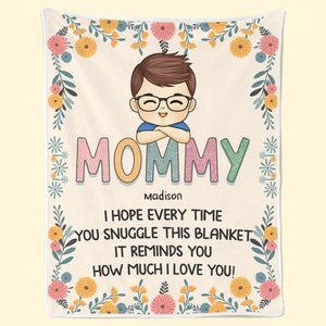 Mom’s Heart Is Home - Family Personalized Custom Blanket - Gift For Mom, Grandma