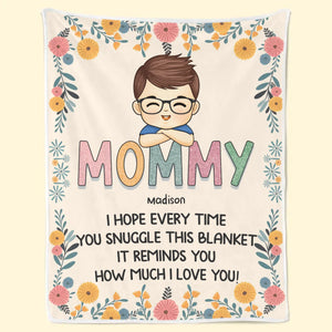 Mom’s Heart Is Home - Family Personalized Custom Blanket - Gift For Mom, Grandma