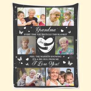 Custom Photo Feel The Warmth Of Grandma - Family Personalized Custom Blanket - Gift For Mom, Grandma