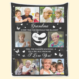 Custom Photo Feel The Warmth Of Grandma - Family Personalized Custom Blanket - Gift For Mom, Grandma