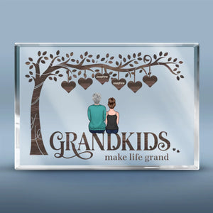 Grandma’s Love Is Forever - Family Personalized Custom Rectangle Shaped Acrylic Plaque - Gift For Mom, Grandma