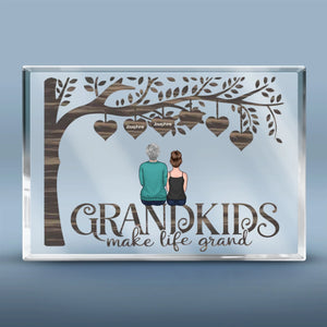 Her Love Lives In My Heart - Family Personalized Custom Rectangle Shaped Acrylic Plaque - Gift For Mom, Grandma