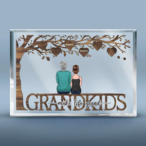 Grandma’s Love Never Fades - Family Personalized Custom Rectangle Shaped Acrylic Plaque - Gift For Mom, Grandma