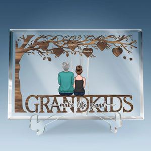 Grandma’s Love Never Fades - Family Personalized Custom Rectangle Shaped Acrylic Plaque - Gift For Mom, Grandma