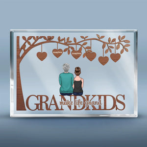 Grandkids Fill Life With Love And Laughter - Family Personalized Custom Rectangle Shaped Acrylic Plaque - Gift For Mom, Grandma