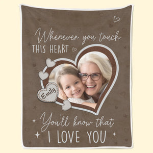 Custom Photo Touch This Heart, Feel Our Love - Family Personalized Custom Blanket - Gift For Mom, Grandma