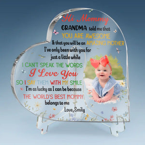 Custom Photo Let Your Love Shine Through Every Glance - Family Personalized Custom Heart Shaped Acrylic Plaque - Mother's Day, Baby Shower Gift, Gift For First Mom