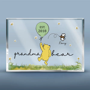 Grandma Bear And Her Sweet Honeybees - Family Personalized Custom Rectangle Shaped Acrylic Plaque - Mother's Day, Gift For Mom, Grandma