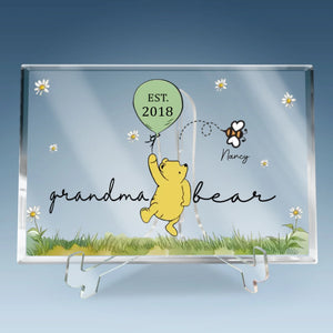 Grandma Bear And Her Sweet Honeybees - Family Personalized Custom Rectangle Shaped Acrylic Plaque - Mother's Day, Gift For Mom, Grandma