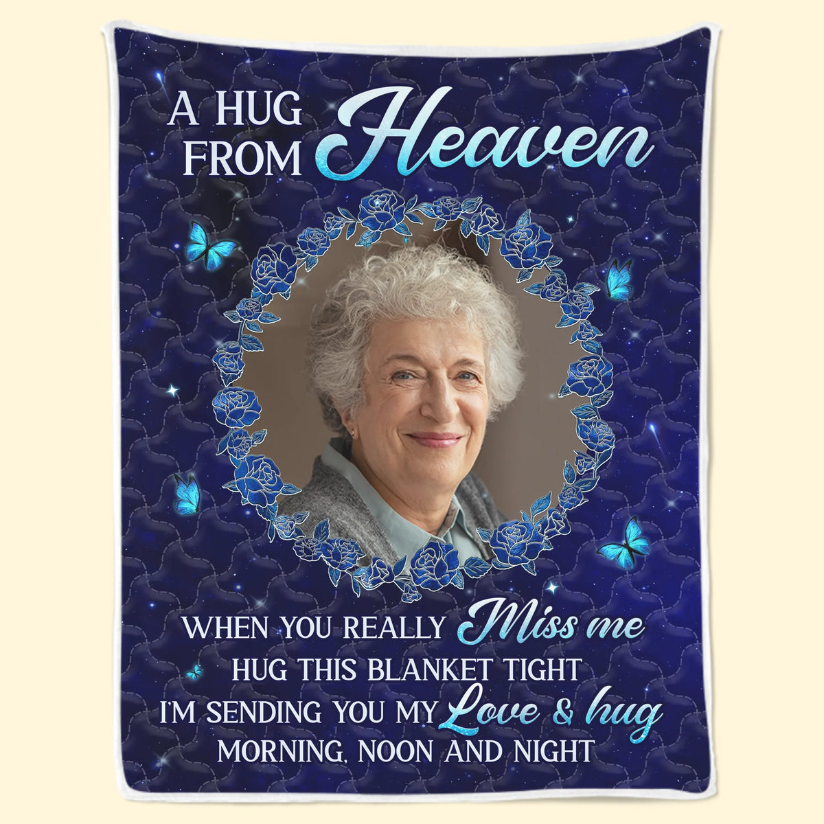 Custom Photo Blanket - Personalized Christmas Memorial Sympathy Gifts For Loss Of Mom, Dad - Love Never Ends, Only Grows Stronger